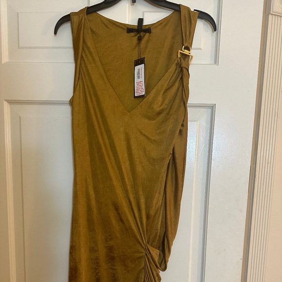 BCBGMaxAzria Dresses & Skirts - BCBG MAXAZRIA DRAPED DRESS, COLOR GOLD